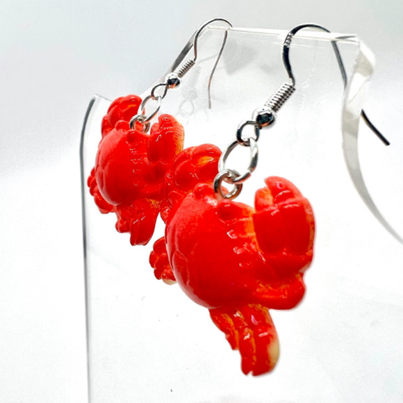 Red Crab Earrings - Animal Earrings - Cajun Earrings - Mardi Gras Earrings - Picture 5 of 8
